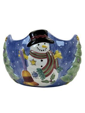 Sango The Sweet Shoppe Christmas Centerpiece Bowl Snowman #0973-165 Sue Lipkin